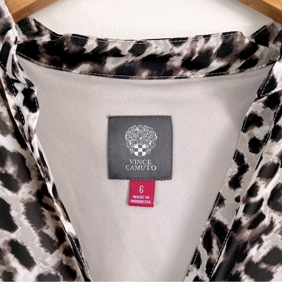 Vince Camuto Leopard Print V-neck Button Down Cinched Waist Dress - Picture 7 of 9